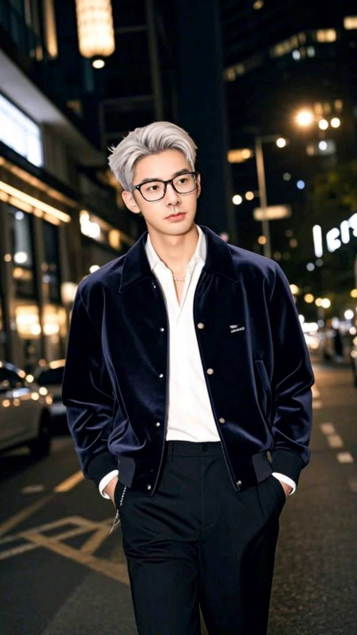 藏青丝绒夹克×夜行绅士