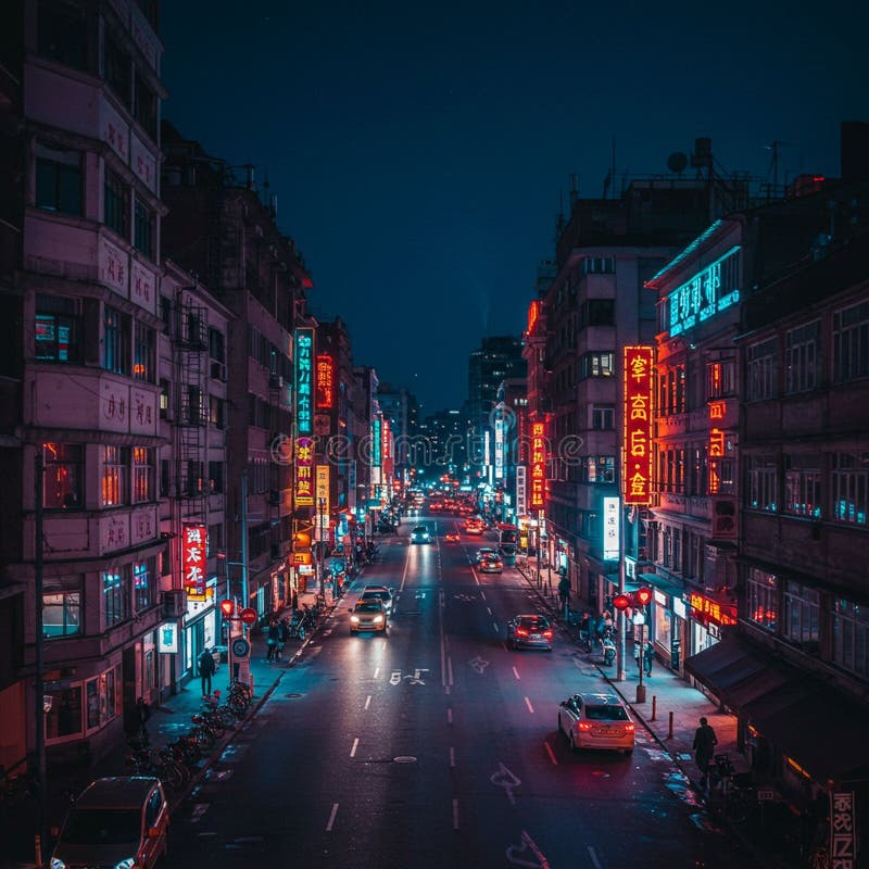 复古霓虹街·暖黄灯火
